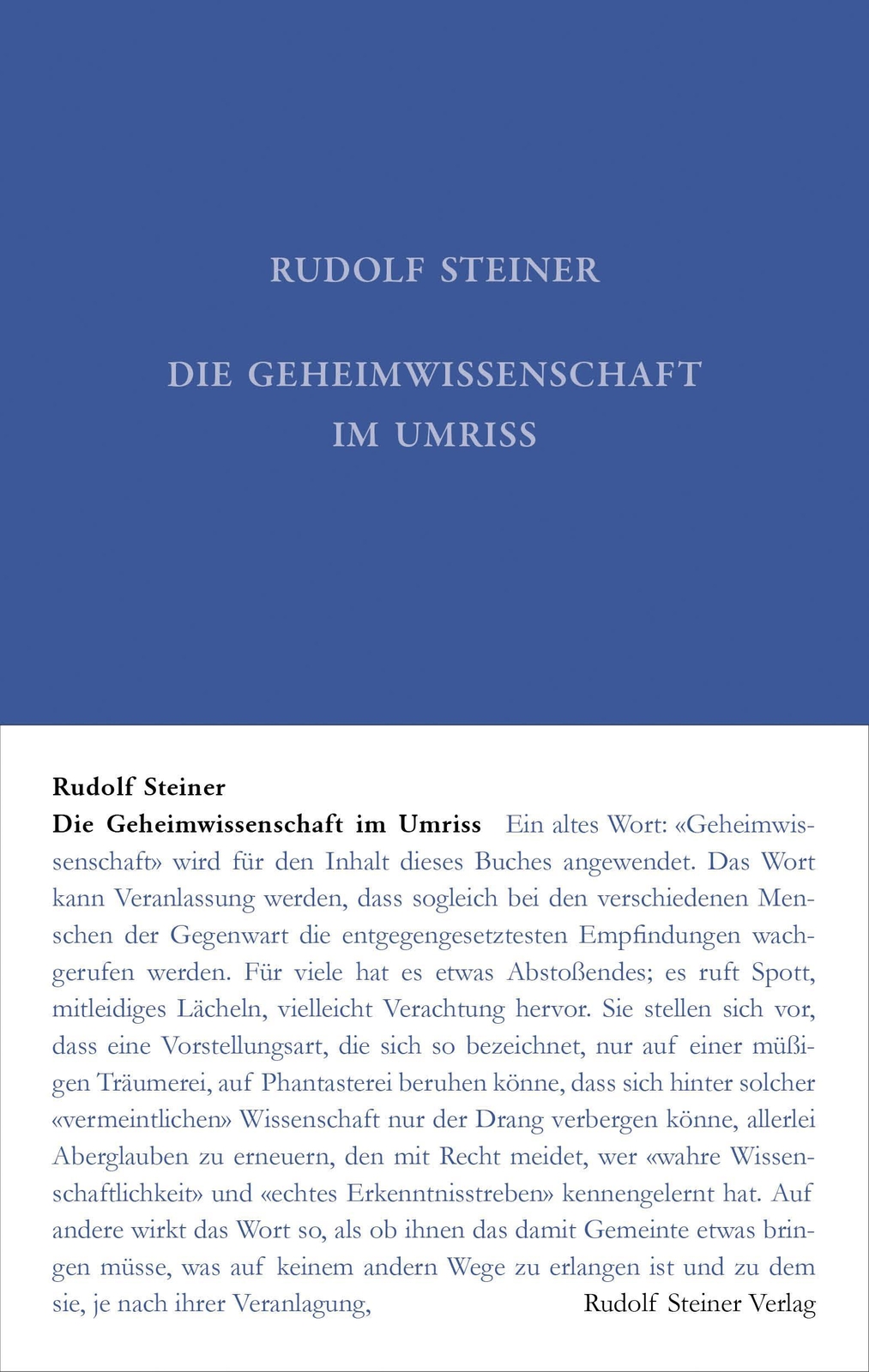 Die Geheimwissenschaft Umriss, Rudolf Steiner