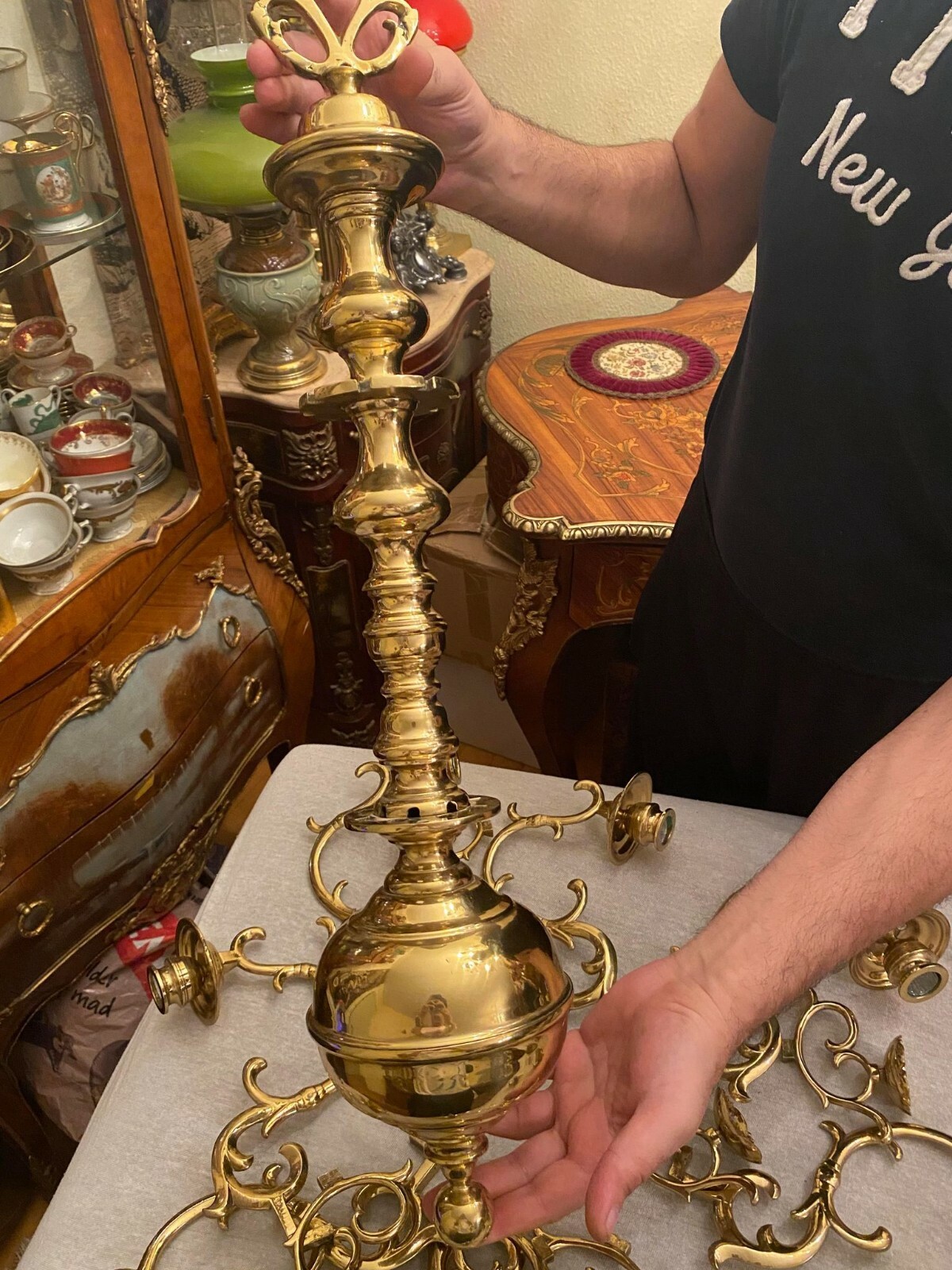 RARE BEAUTIFUL Brass Hanging Candle Holder Ceiling Lamp eBay