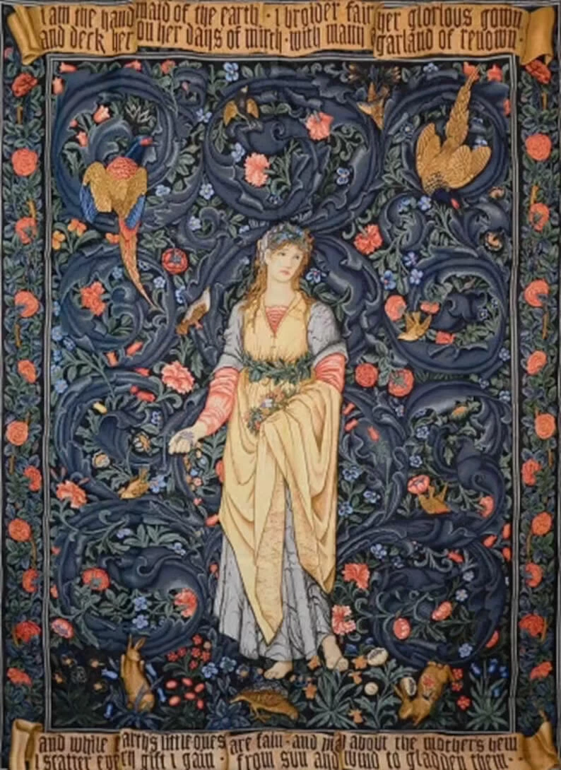 Flora William Morris Mille Fleur Medieval Design Tapestry Wall