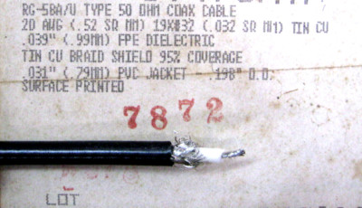 PER 10 ft Belden 8219 RG58A/U 50 ohm RG58 COAX cable 20 AWG COPPER 10 100 500