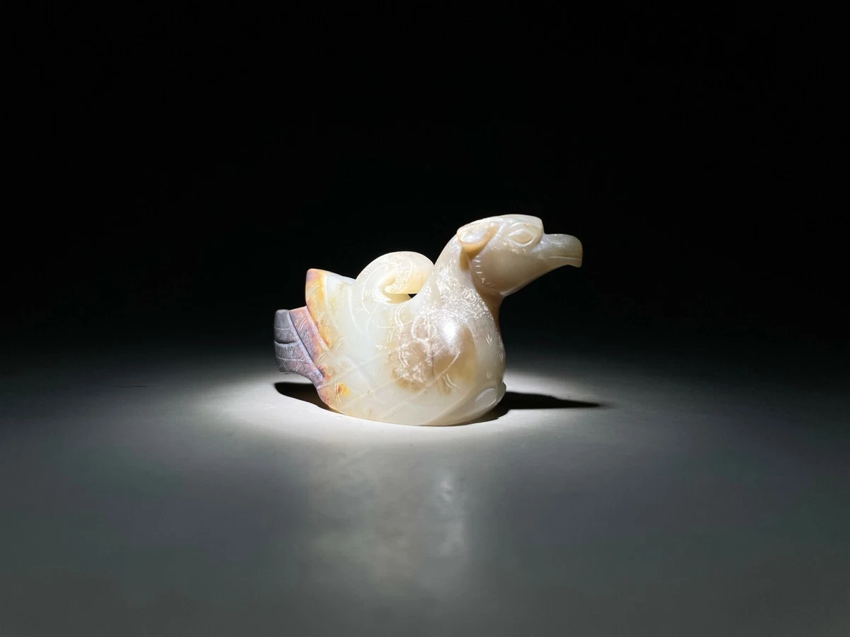 鸟白玉中国风雕像、雕像| eBay