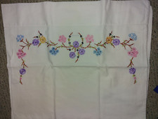 Vintage Floral Embroidered Linen Standard Size Pillow Case Cover
