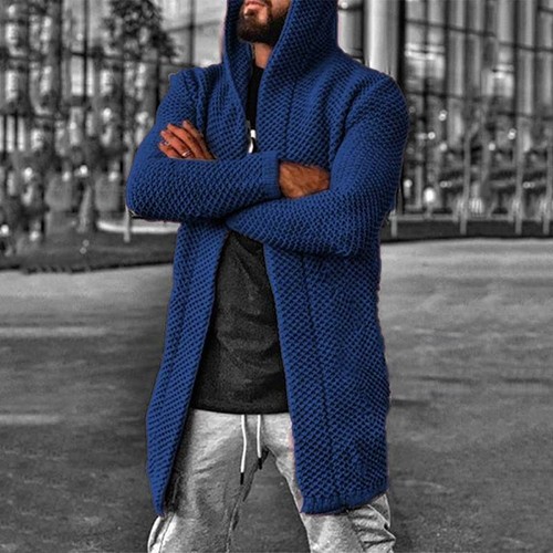 Cardigan Sweater Plain Knitted Open Winter Coats Long Sleeve Jacket Outwear Mens - Picture 11 of 13