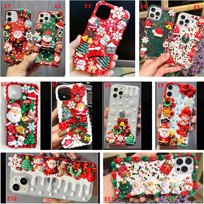 Cartoon Cream Christmas Xmas Gift Soft Girly Cases w Crystals Lanyard for Xiaomi