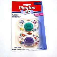 Vintage 1999 Playtex Cherub Binky Pacifier Kids Print Latex Angled Orthododontic