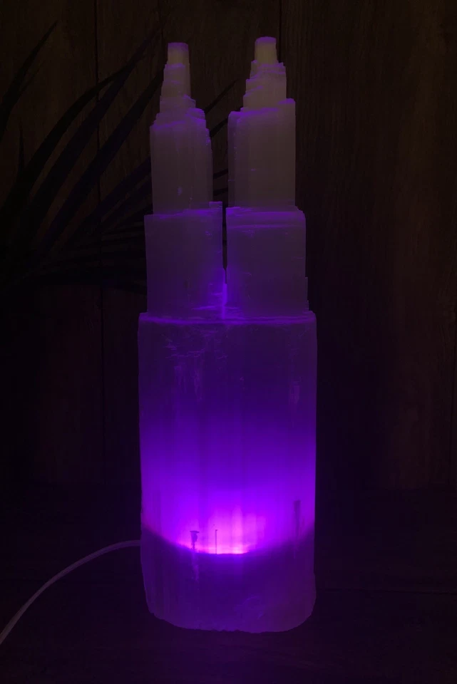 15"-18" Extra Large Selenite Lamp And Cord LED Multi Color Selenite Lamp Tower - Image 3 of 4