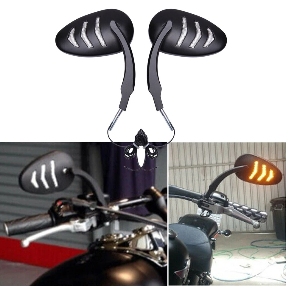 Espejos retrovisores LED negros para motocicleta Harley Davidson Tri Glide Ultra Foto 3 de 4