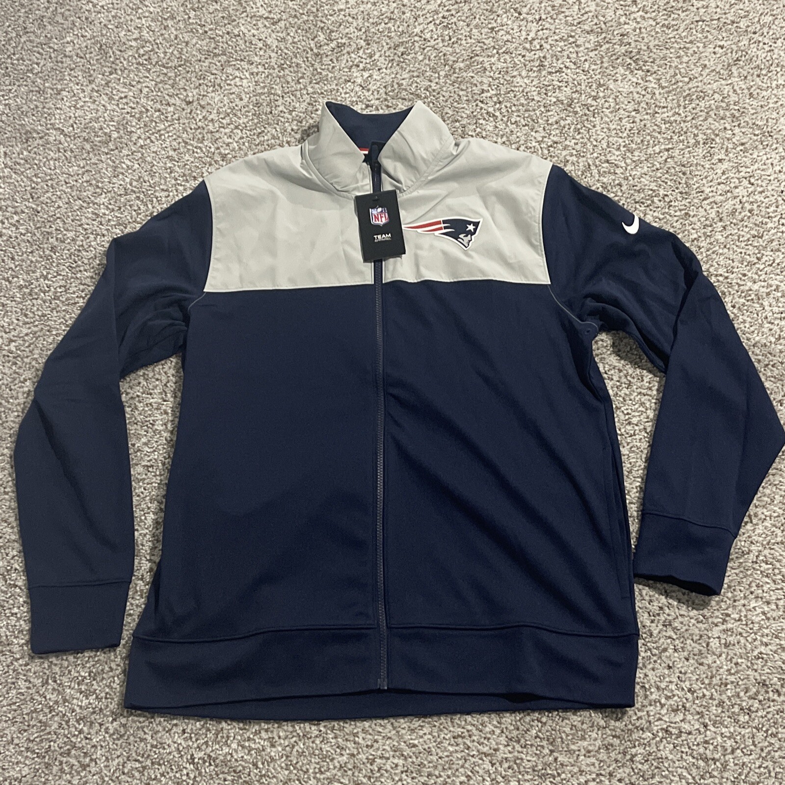 SACAI X NIKE Nike New England Patriots NFL giacca full zip blu navy grigio NKB6 006Y taglia XL