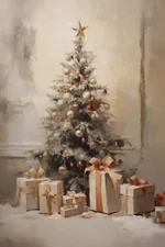 CHRISTMAS TREE STRETCHED CANVAS PRINT WALL ART READY TO HANG CA27