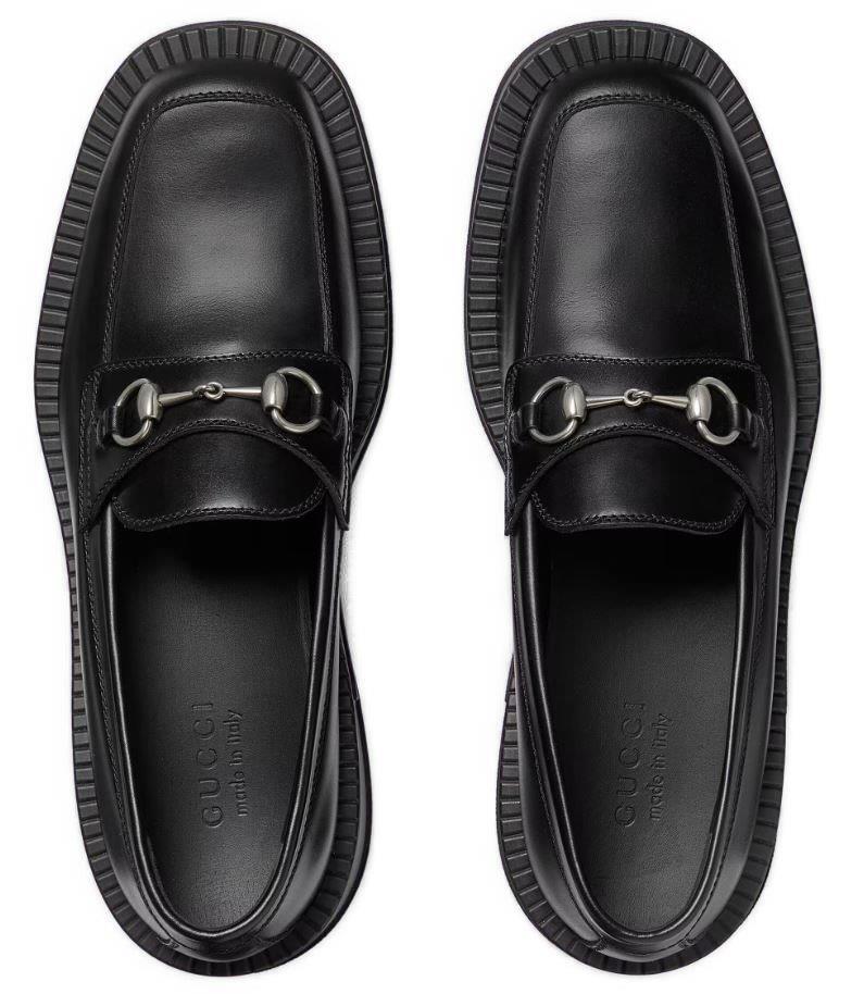 SAOLA NUOVE SCARPE MOCASSINI DA UOMO GUCCI ATTUALI DETTAGLIO CAVALLO IN PELLE NERA 8 US 8 5