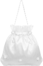 Satin Bridal Wedding Money Bag White Bridesmaid Flower...