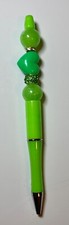 Beaded Pen,  Green Heart  Black ink, Free Extra Ink Refill