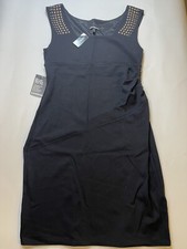 EXPRESS DRESS BLACK WITH GOLD STUD ACCENTS SLEEVELESS STRETCH KNIT 12 READ