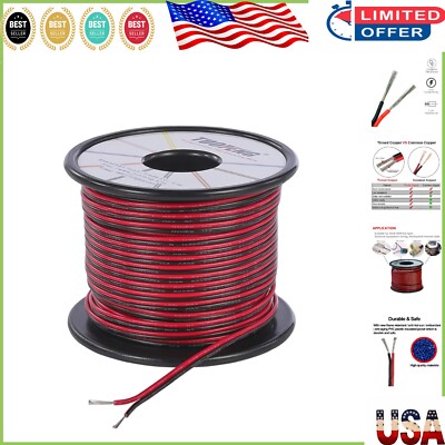 Customizable 22 AWG Red/Black Electrical Wire - 100 ft Low Resistance LED Cable