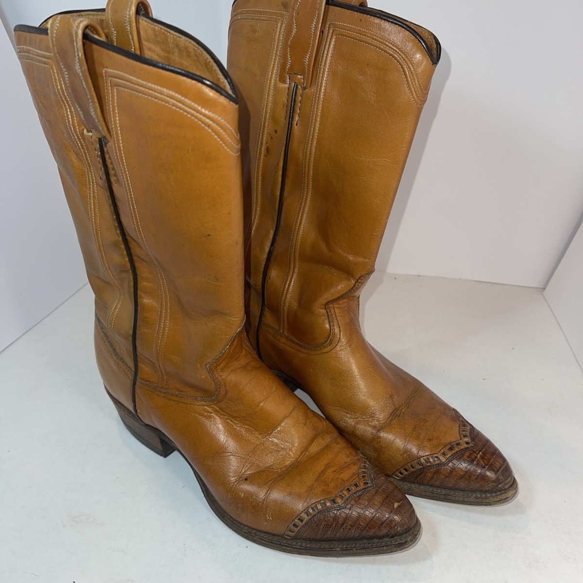 Mens Vintage Western Boots Size 7.5C Vintage Tony Lama Lizard Skin Cowboy Western Boots Men Size  main image 2