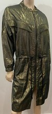 My Sunday Morning Gold Sheen Cotton Lurex Zip Front Fasten Long Length Jacket S