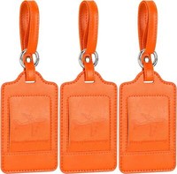 3Er Set KofferanhäNger Adressschild Pu Leder Orange Schutz Der PrivatsphäRe
