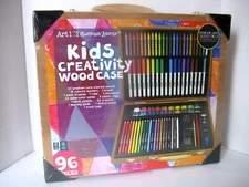 Art 101 Budding Artist Kid's Creativity Wood Case 96 Pieces NEW SEALED