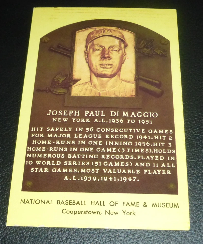 Joe DiMaggio Signed Hall of Fame Postcard PSA/DNA LOA Yellow HOF Plaque Auto'd - Image 2 of 4