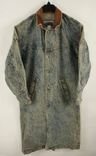 Vintage Essentials International Choice Acid Wash Denim Duster Coat Mens Medium