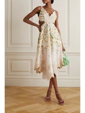 ZIMMERMANN  Coaster Battenburg Floral-Print Midi Dress Sz AU 2 / US 8