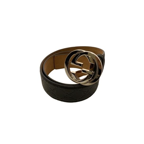 Used GUCCI◆Belt/Leather/BLK/Allover pattern/Men's/114984//