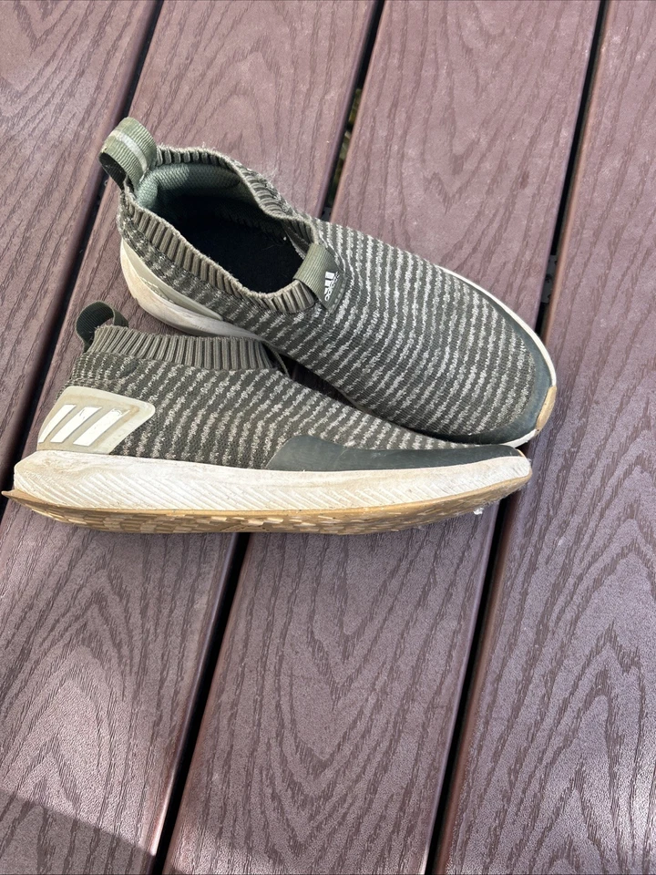 Adidas Zapatillas Sin Cordones con Parte Superior Punto Rayas Verde y Gris, Niños Foto 2 de 4