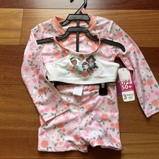 Disney Princesses 3 pc RashGuard Set Bikini Size 2T