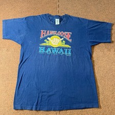 Surf Hangloose Hawaii Vintage Shaka Graphic T-Shirt Mens XL Navy Blue Cotton Tee