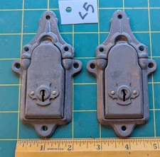 2 Matching Antique Steel Steamer Trunk Suitcase Foot Locker Locks No Keys L5