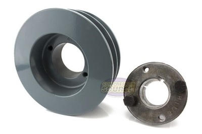 Cast Iron 4.5'' Dual Groove Pulley Belt B Section 5L with 1-3/8'' Sheave Bushing