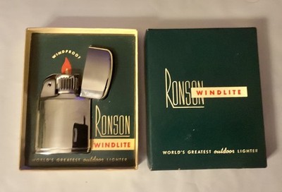 VINTAGE Early RONSON Windlite Lighter 1958-1962 Box, Booklet.