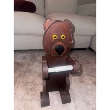 freestanding wooden bear toilet-paper holder