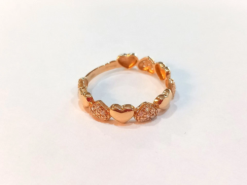 Anello fedina cuori donna/ragazza oro giallo  18 kt 750 % zirconi bianchi - Immagine 4 di 4