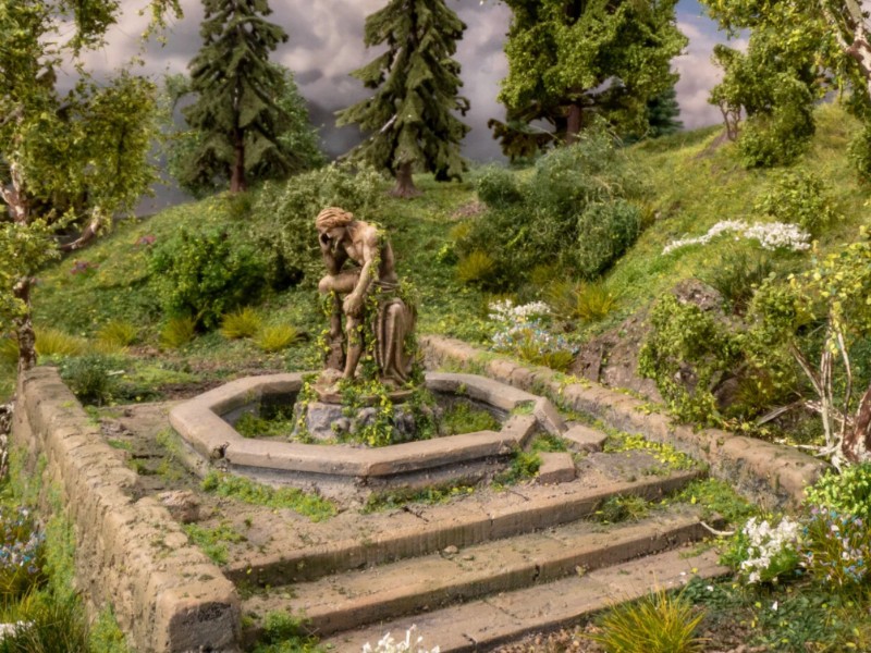 Diorama Lieu oublié Fontaine N 1/160 NOCH 34760 décor prêt à poser