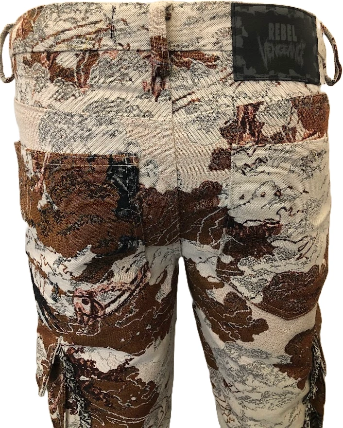 Rebel Vengeance Skeleton Desert Camo Tapestry Pants, Designer Art, Streetwear! - Image 4 of 4