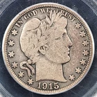 Silver 1915 Barber 50 Cents Half Dollar | PCGS VG10