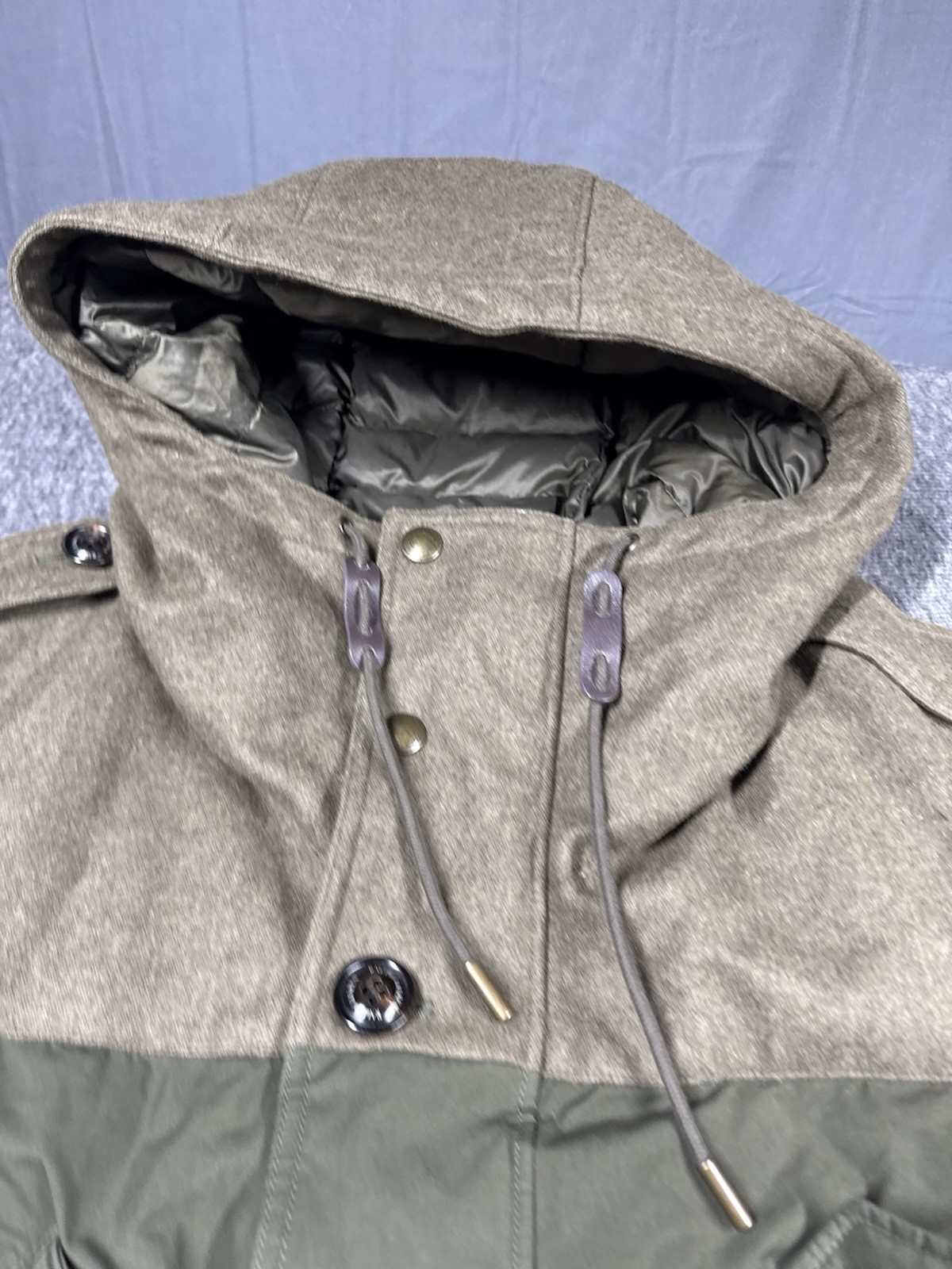 Ralph Lauren Purple Label Jacket Mens Large Green Wool Down Long Hooded Belted image 4