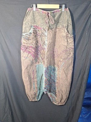 boho free size harem pants Draw String Pockets Brown Blue Purple Black Stone...