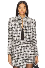 Karina Grimaldi Sophie Tweed Jacket black white size S NWT $262 msrp