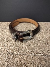 Brighton Womens Black Croc Belt Size 34 L Embossed Leather B30088 Silver Buckle