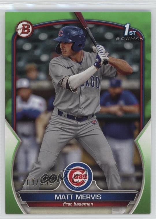 2023 Bowman Prospects Neon Green 209/399 Matt Mervis #BP-74 Rookie RC 0in6