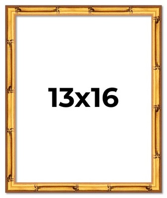 13x16 Frame Gold Bamboo Solid Wood Picture Frame | 1 Inch Moulding Width | Inter