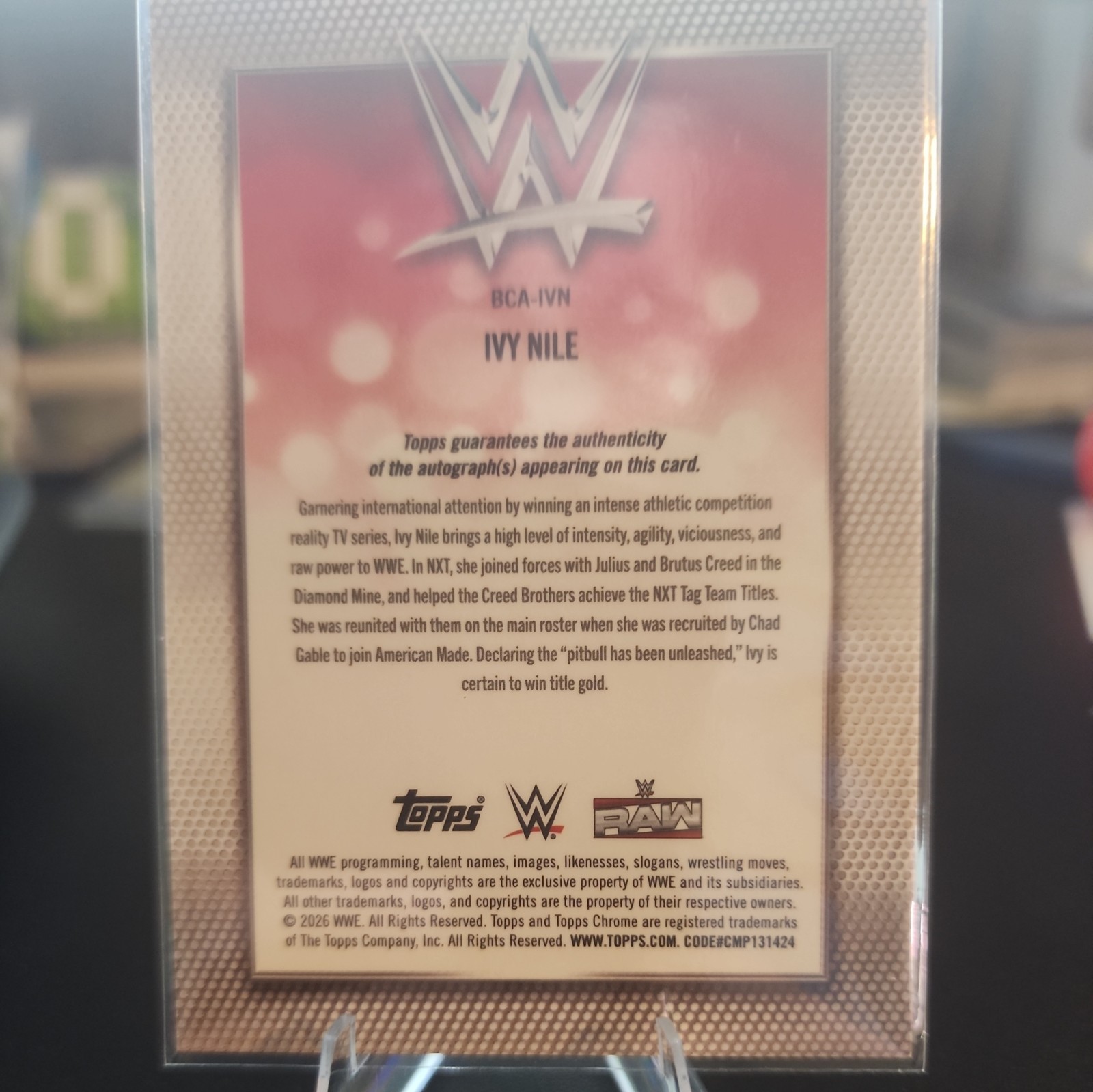 Ivy Nile 2026 Topps Chrome WWE Blue Auto Card 49/150 view 2