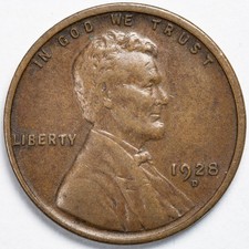 1928-D Lincoln Wheat Penny Cent Extremely Fine (XF) - Denver Mint