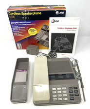 AT T 5500 Cordless Speakerphone Box Instructions Cords UNTESTED Gray Beige