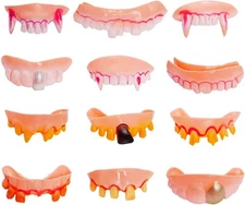 Marrywindix 12 Pieces Gnarly Teeth Gag Ugly Fake Vampire Denture... 