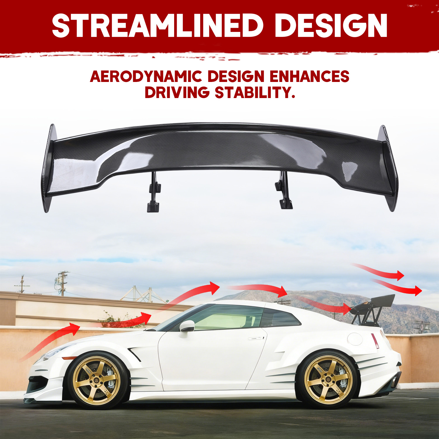 For Acura NSX 47" Fiber Rear Trunk Spoiler Wing Adjustable GT-Style