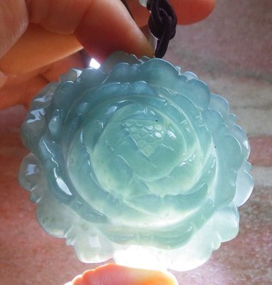 Video Certified Green Natural A Jade jadeite pendant Rose Flower 花开富贵 719614 AS