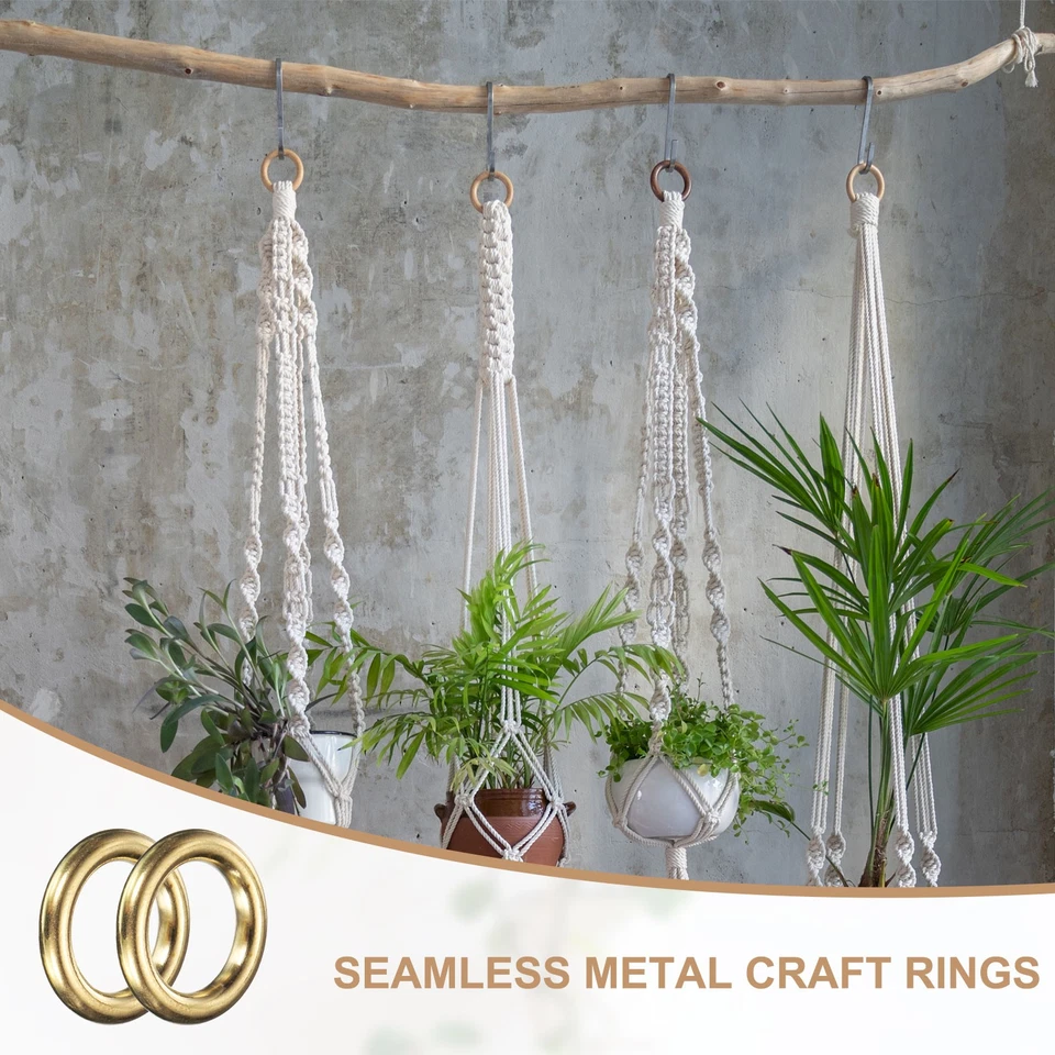 Metal O Ring, 4 Pcs 2 Inch OD 1.5 Inch ID 6mm Thick Seamless Gold - Imagem 4 de 4